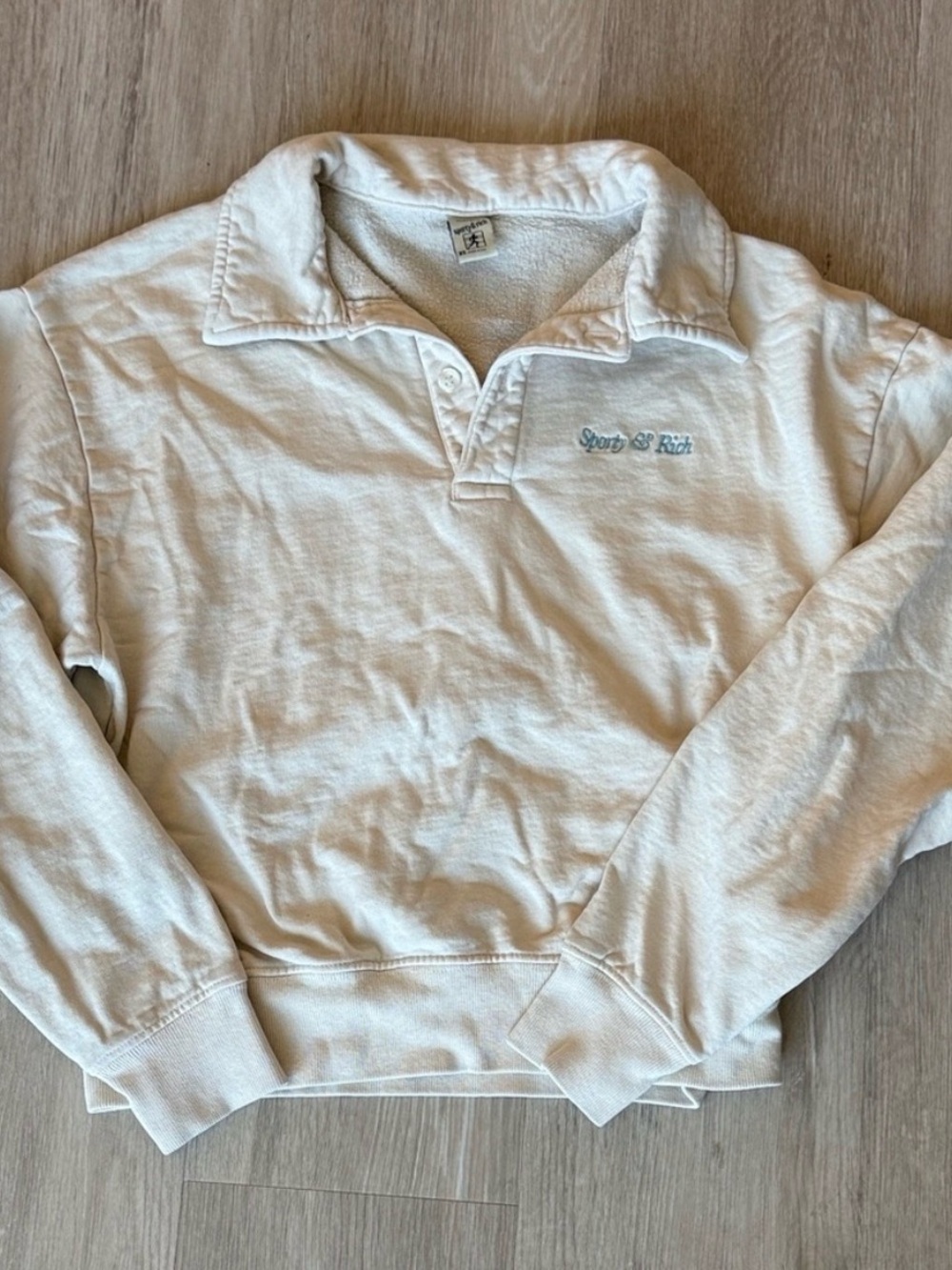Sporty & Rich Cream Pullover Collar Sweatshirt